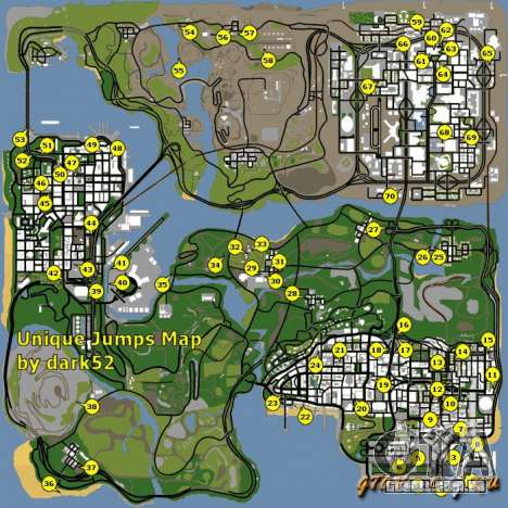 Mapa da única saltos no GTA San Andreas