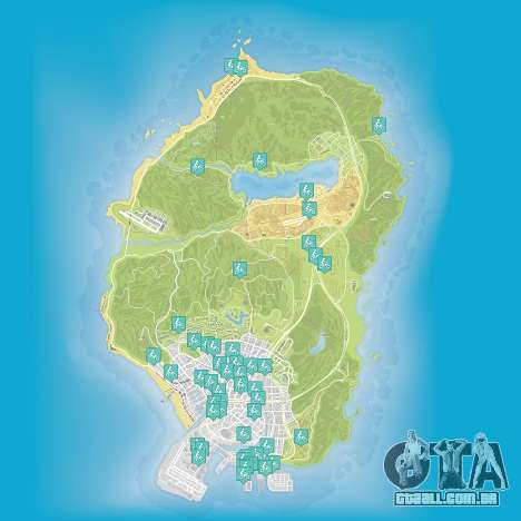 Mapa de stunt jumps em Grand Theft Auto 5