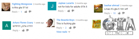 Exemplos de outras análises das crianças de uma mostra sobre o jogo GTA 5