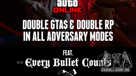 Evento de fim-de-semana em GTA Online: prêmio duplo para todas as Adversário Modos, incluindo 