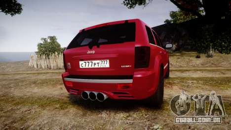 Jeep Grand Cherokee SRT8 license plates para GTA 4