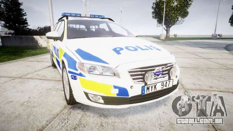 Volvo V70 2014 Swedish Police [ELS] Marked para GTA 4