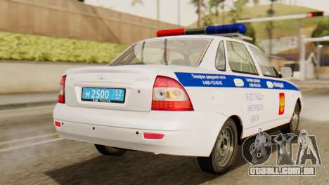 Lada 2170 Priora polícia de trânsito de Nizhniy  para GTA San Andreas