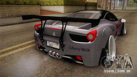 Ferrari 458 Liberty Walk Performance para GTA San Andreas