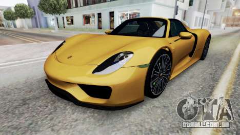 Porsche 918 Spyder 2014 Arylide Yellow para GTA San Andreas