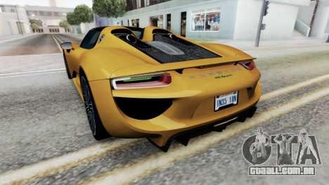 Porsche 918 Spyder 2014 Arylide Yellow para GTA San Andreas